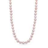 14kt Gold Midi Necklace - 7-8mm pink freshwater pearl necklace in 14kt yellow gold, 18in, by Nishi Pearls, studio view