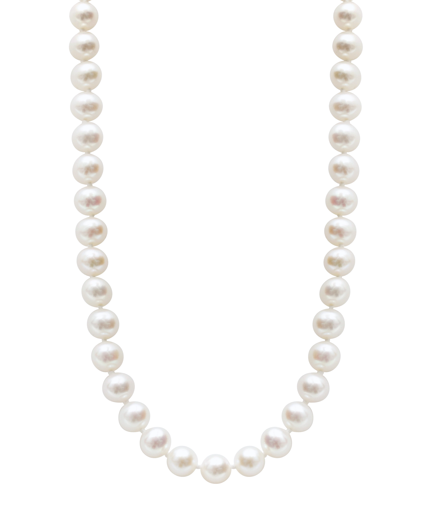 14kt Gold Midi Necklace - 7-8mm white freshwater pearl necklace in 14kt yellow gold, 18in, by Nishi Pearls, studio view