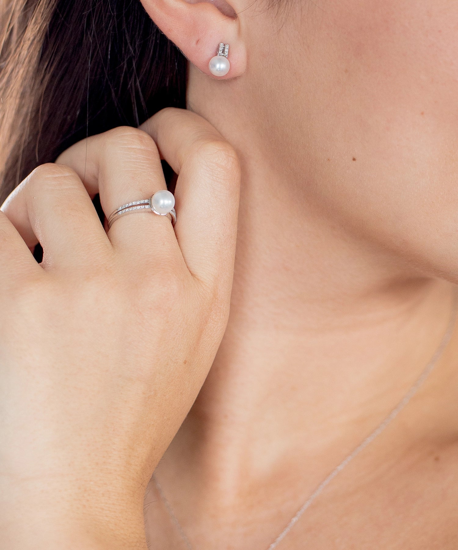 Bague Barre Diamant & Perle