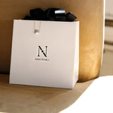 Amore Necklace - 13-14mm white baroque freshwater pearls in 14kt yellow gold by Nishi Pearls, in Nishi Pearls gift packaging