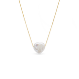 Amore Necklace - 13-14mm white baroque freshwater pearls in 14kt yellow gold, adjustable 16-18in by Nishi Pearls, studio view