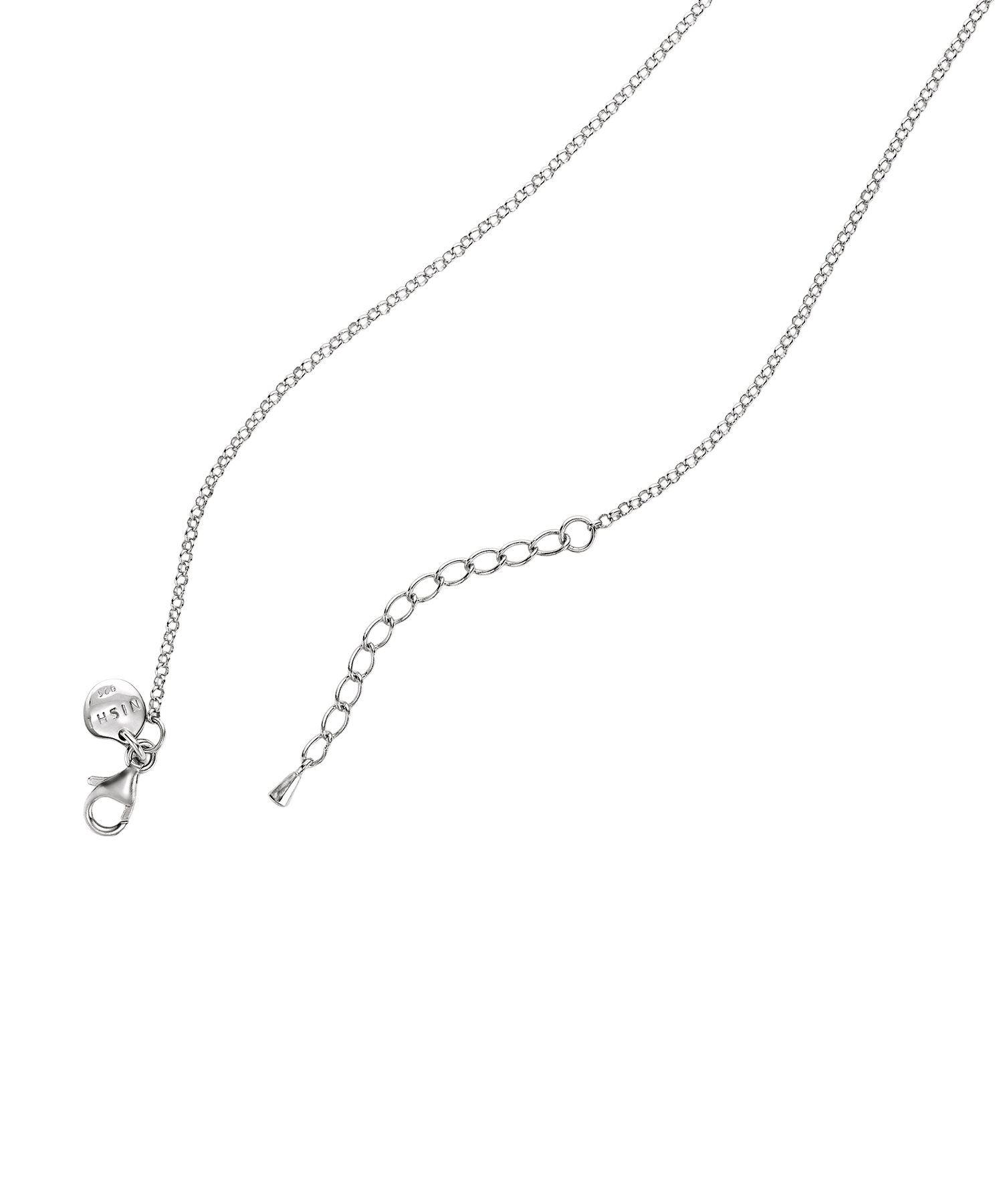 Aqua Necklace - 9-10mm white freshwater pearls in sterling silver, 16.5-18in by Nishi Pearls, studio view, alternate angle