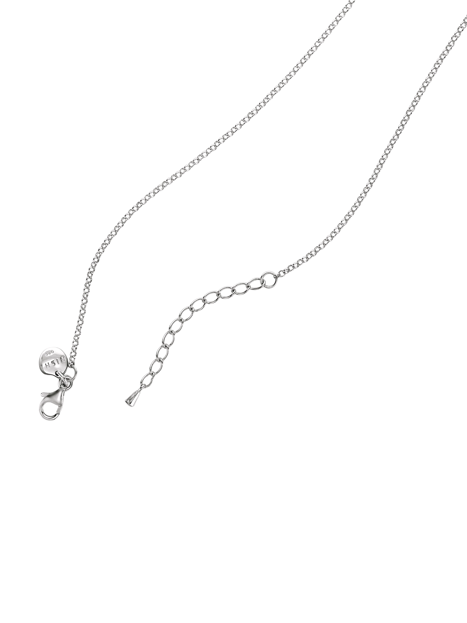 Aqua Necklace - 9-10mm white freshwater pearls in sterling silver, 16.5-18in by Nishi Pearls, studio view, alternate angle