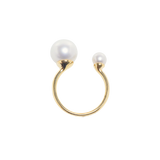 Asymmetrical Opened Ring - mixed-size white round freshwater pearl ring in yellow gold vermeil by Nishi Pearls, studio view