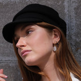 Azalea Hoops - mixed-size white baroque pearls in gold vermeil by Nishi Pearls, worn on a model, alternate angle