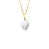 Azalea Necklace - mixed-size white baroque freshwater pearls in gold vermeil, 18-20in by Nishi Pearls, studio view