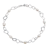 Baroque Link Necklace - 10-11mm white baroque freshwater pearls in sterling silver, 18in by Nishi Pearls, studio view