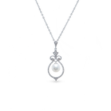 Bell Necklace - 8-9mm white freshwater pearls in sterling silver with topaz, 16.5-18in by Nishi Pearls, studio view