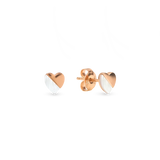 Blushed Heart Earring - white mother-of-pearl earrings in rose gold vermeil by Nishi Pearls, studio view