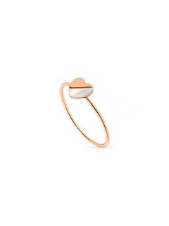 Blushed Heart Ring - white mother-of-pearl ring in rose gold vermeil by Nishi Pearls, studio view