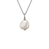 Cara Necklace - 10-11mm white baroque freshwater pearls in sterling silver, 16-18in by Nishi Pearls, studio view