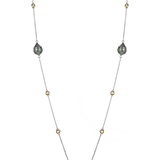 Citrine Necklace - black Tahitian pearl necklace in sterling silver, 38in by Nishi Pearls, studio view