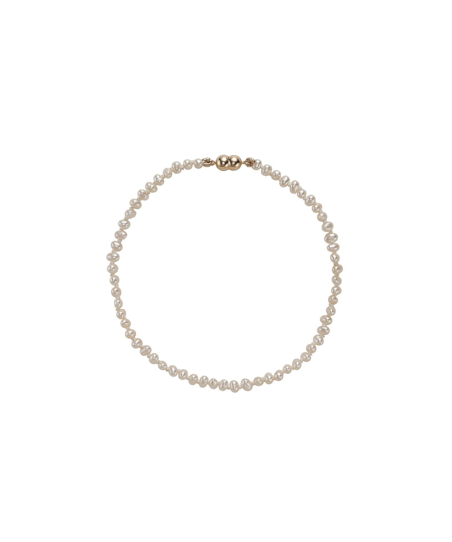 Clique Bracelet - white freshwater pearl bracelet in 14kt yellow gold by Nishi Pearls