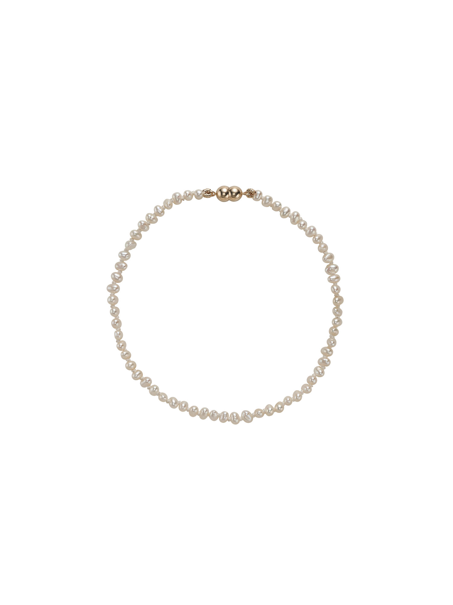 Clique Bracelet - white freshwater pearl bracelet in 14kt yellow gold by Nishi Pearls