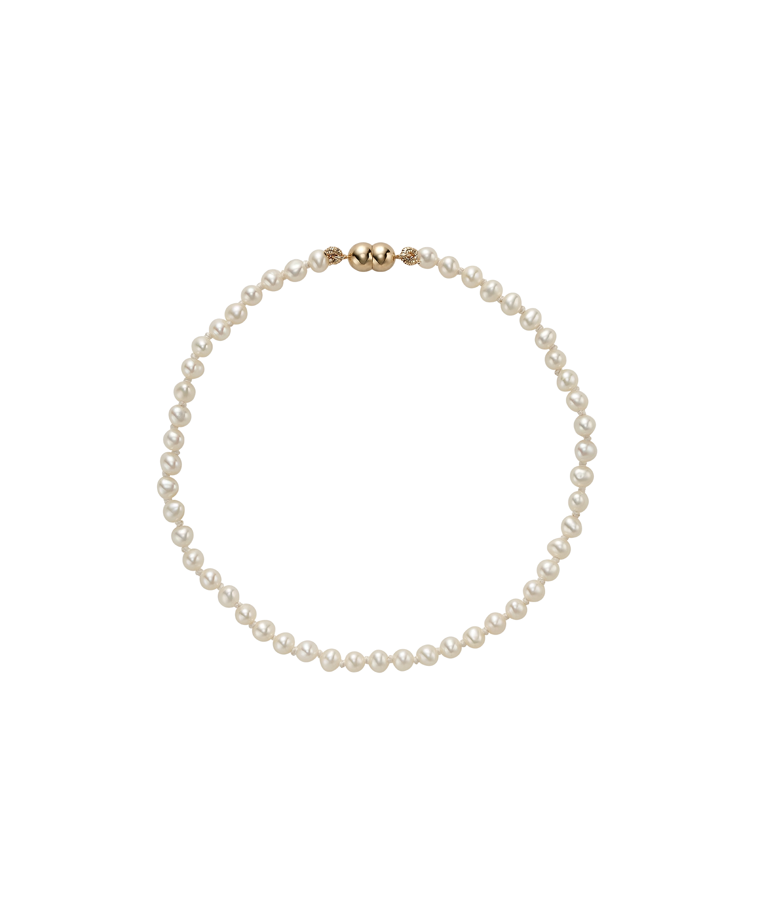 Cliquette Bracelet - white freshwater pearl bracelet in 14kt yellow gold by Nishi Pearls