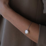Daisy Bracelet - 14-15mm white baroque freshwater pearls in sterling silver, adjustable by Nishi Pearls, alternate angle