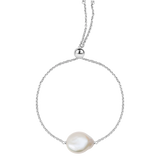 Daisy Bracelet - 14-15mm white baroque freshwater pearls in sterling silver, adjustable by Nishi Pearls, studio view