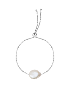 Daisy Bracelet - 14-15mm white baroque freshwater pearls in sterling silver, adjustable by Nishi Pearls, studio view