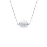 Daisy Necklace - 14-15mm white baroque freshwater pearls in sterling silver, 15-17in by Nishi Pearls, studio view