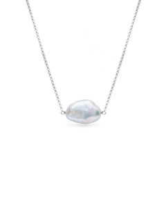 Daisy Necklace - 14-15mm white baroque freshwater pearls in sterling silver, 15-17in by Nishi Pearls, studio view
