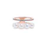 Double Band Ring - freshwater pearl ring in rose gold vermeil with white topaz by Nishi Pearls, studio view