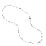 Eclat Necklace - 9-10mm multicolor freshwater pearl necklace in sterling silver by Nishi Pearls, studio view, alternate angle