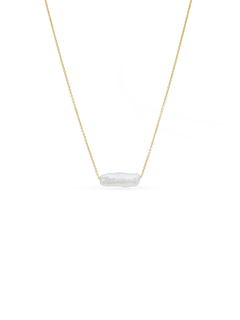 Estelle Necklace - 6x15mm white freshwater pearls in 14kt yellow gold, 16-18in by Nishi Pearls, studio view