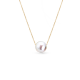 Gold Chain Necklace - 8-9mm white freshwater pearls in 14kt yellow gold, 16.5-18.5in by Nishi Pearls, studio view