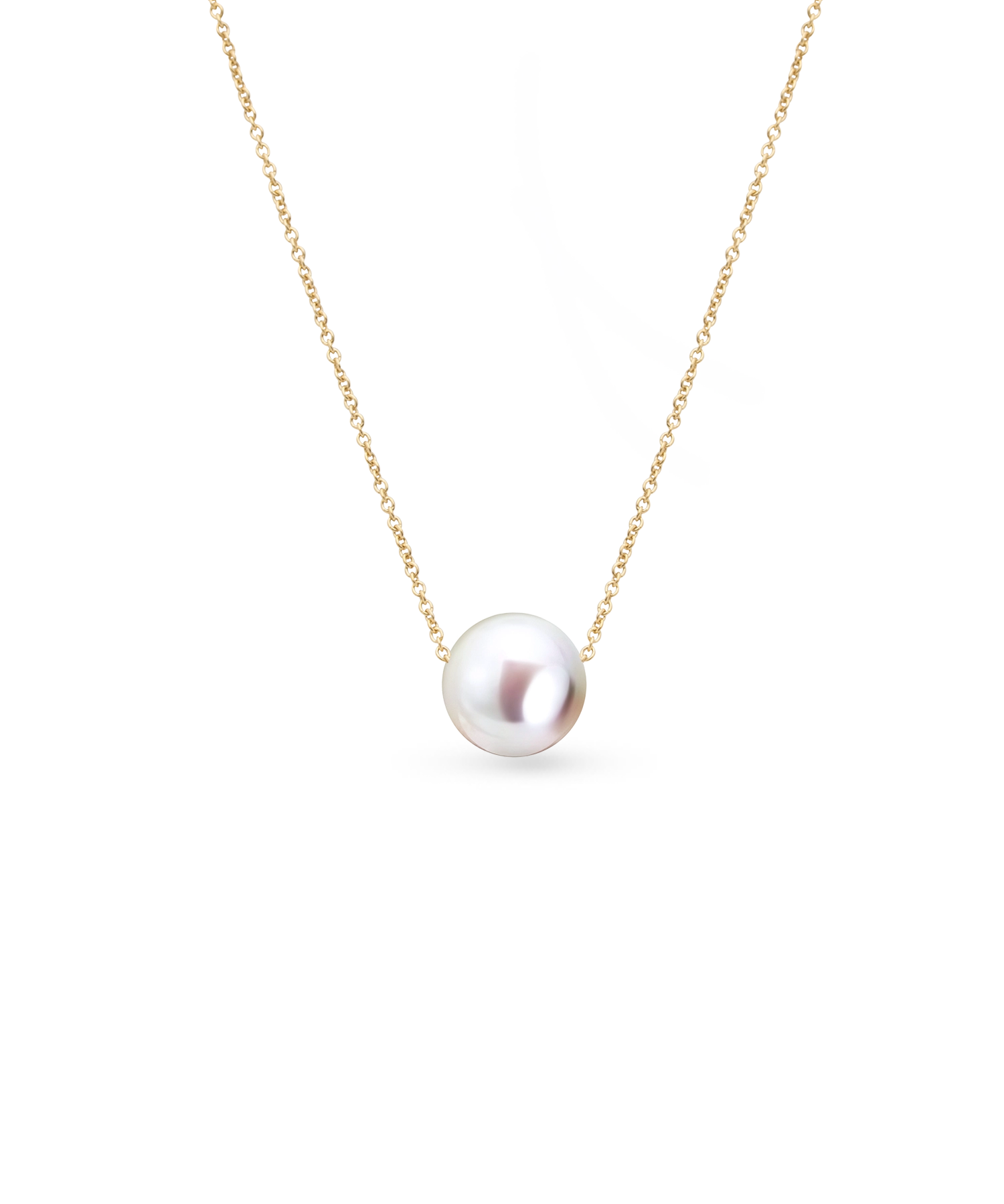 Gold Chain Necklace - 8-9mm white freshwater pearls in 14kt yellow gold, 16.5-18.5in by Nishi Pearls, studio view