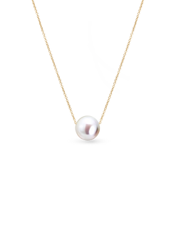 Gold Chain Necklace - 8-9mm white freshwater pearls in 14kt yellow gold, 16.5-18.5in by Nishi Pearls, studio view