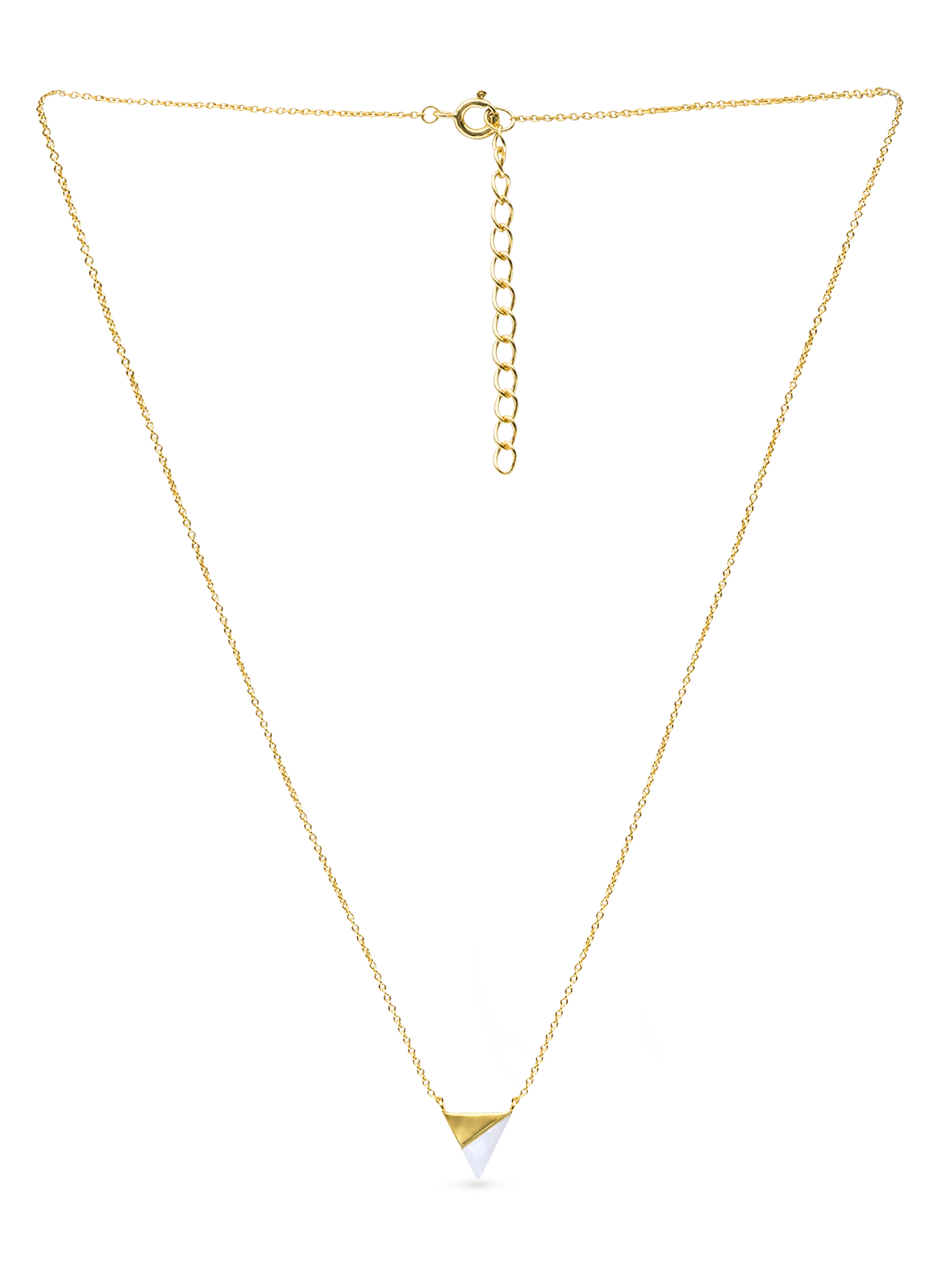 Golden Hour Necklace - white mother-of-pearl, yellow gold vermeil, 16.5-18in by Nishi Pearls, studio view, alternate angle