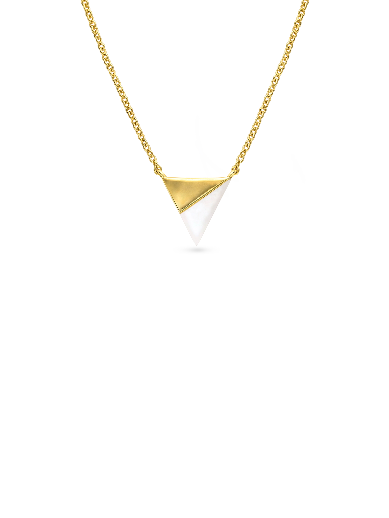 Golden Hour Necklace - white mother-of-pearl necklace in yellow gold vermeil, 16.5-18in by Nishi Pearls, studio view
