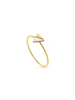 Golden Hour Ring - white mother-of-pearl ring in yellow gold vermeil by Nishi Pearls, studio view