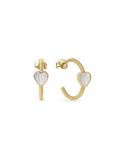Hera Earring - white mother-of-pearl earrings in yellow gold vermeil by Nishi Pearls, studio view