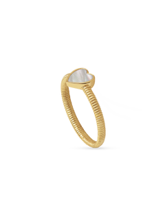 Hera Ring - white mother-of-pearl ring in yellow gold vermeil by Nishi Pearls, studio view
