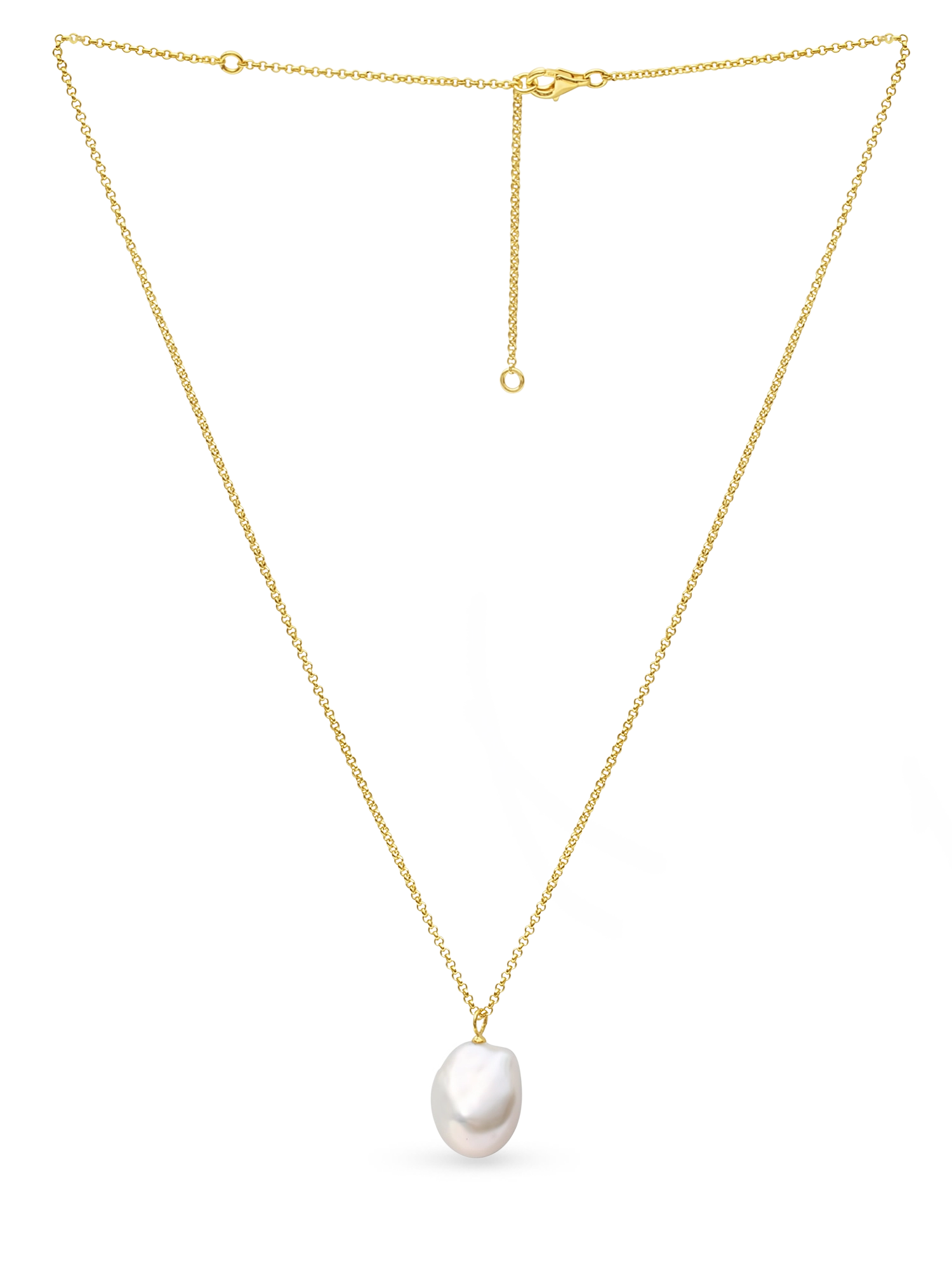 Holly Necklace - 16-17mm white baroque freshwater pearls in gold vermeil, 14-22in by Nishi Pearls, studio alternate angle