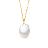 Holly Necklace - 16-17mm white baroque freshwater pearls in gold vermeil, 14-22in by Nishi Pearls, studio view