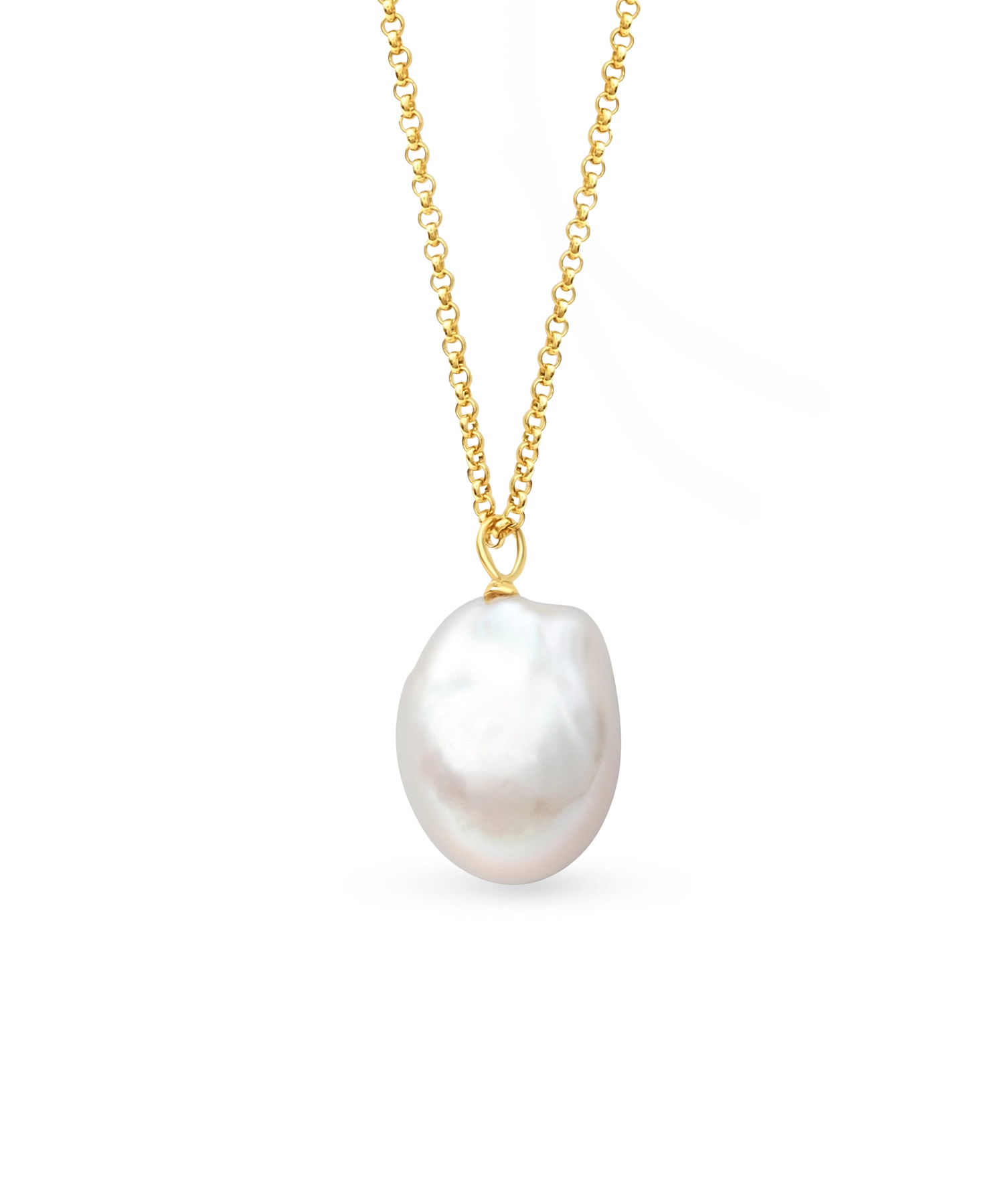Holly Necklace - 16-17mm white baroque freshwater pearls in gold vermeil, 14-22in by Nishi Pearls, studio view