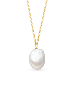 Holly Necklace - 16-17mm white baroque freshwater pearls in gold vermeil, 14-22in by Nishi Pearls, studio view