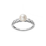 Ida Ring - 6-7mm white round freshwater pearl ring in sterling silver by Nishi Pearls, studio view