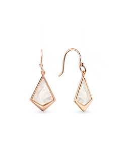 Kite Earring - white mother-of-pearl earrings in rose gold vermeil by Nishi Pearls, studio view