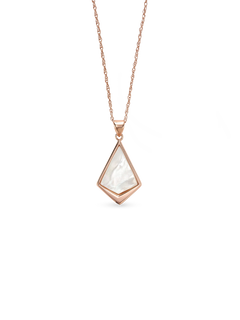Kite Necklace - white mother-of-pearl necklace in rose gold vermeil, 16.5-18in by Nishi Pearls, studio view