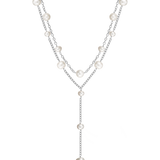 Larielle Necklace - mixed-size white freshwater pearl necklace in sterling silver, 16in by Nishi Pearls, studio view