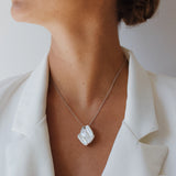 Lily Necklace - mixed-size white baroque freshwater pearls in sterling silver, 16-18in by Nishi Pearls, alternate model angle