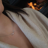 Love Necklace - 6-7mm pink freshwater pearl necklace in sterling silver, 16.5-18in by Nishi Pearls, worn on a model