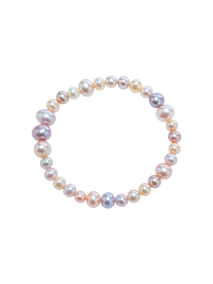 Multi Bracelet - mixed-size multicolor freshwater pearl bracelet, stretch fit by Nishi Pearls